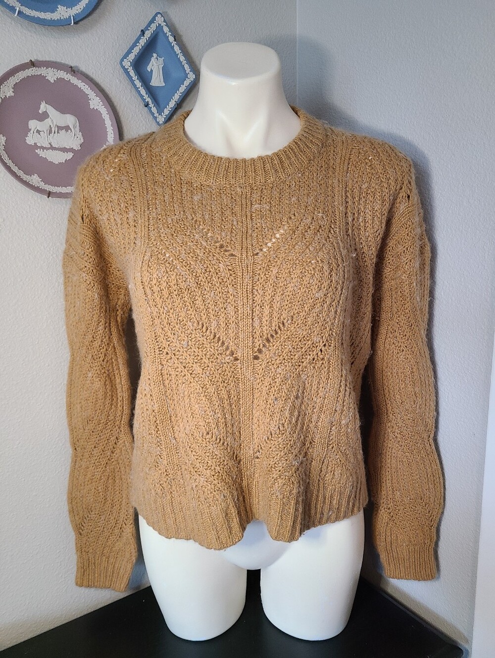 Madewell Sweater Women’s S Camel Brown Textured Knit Cozy Minimalist Pullover